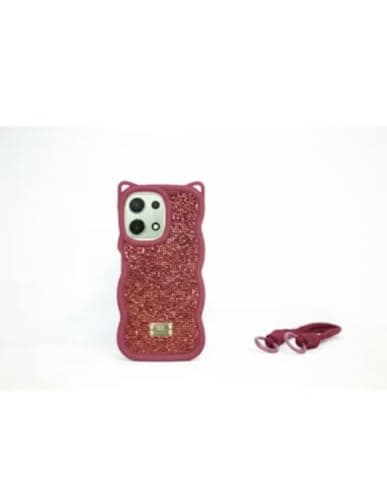 Diamond Glitter Case for (Redmi Note 13) Bling Glitter Diamond Sparkle Case Crystalline Luxury Curly Wave Glitter Sparkle Cute Case Soft Silicone Shiny Star Fun Aesthetic (Wien Red)