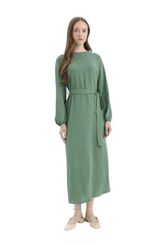 DeFacto womens Regular Fit C Neck Long Sleeve CNS Dress & Skirt Long Sleeve Woven Dress E5268AX Long Sleeve Woven Dress