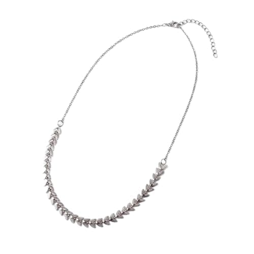 Silver Leaf Necklace Thin Chain With Adjustable Lobster Clasp-Mg_cg10019