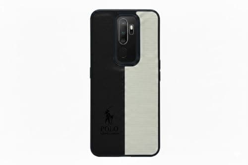 Soft Leather Back Case for Men Women Compatible With Oppo A5 2020 / A9 2020 Classic Fashion Luxury Leather Back Case Durable Genuine Leather Lightweight Comfortable Soft Leather (Black) Cellular phone case