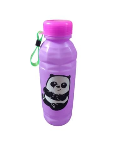 Purple Plastic Water Bottle Cute Panda Design With Hanging Rope For Easy Carrying On The Go 650ml 1 Piece
