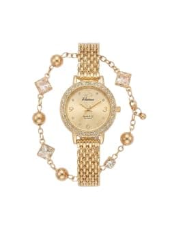 Women's Watch Set with Gold Bracelet – Fixed Color | High Quality Material for Daily Use and Occasions