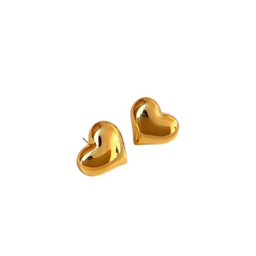 Gold Stainless Steel Heart Earrings Stylish Daily Wear Occasions Light Practical Easy to Match Different Outfits to Give You a Distinctive Feminine Touch