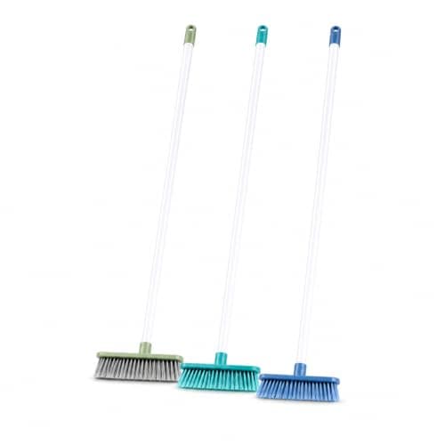 1 Piece Premium Floor Broom with Metal Handle 115 cm Soft Dense Bristles Indoor Outdoor Sweeping Brush for Home Kitchen Office Garage Warehouse Dust Dirt Cleaning Tool Durable Quality (Random color)