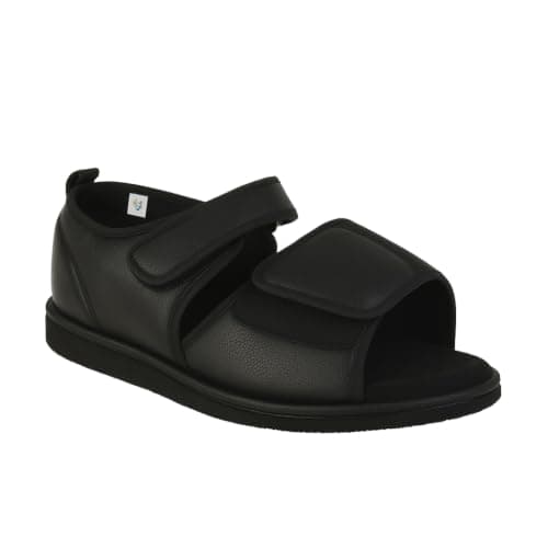 Max Comfort Wide Adjustable Comfort Medical Shoe, 2 Adjustable Straps, Lightweight, Suitable for Daily Use, Black (44)