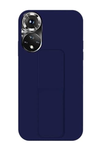 Back Cover Stand Case FOR HONOR50 Magnetic Car Holder Soft Silicone Horizontal & Vertical Kickstand Cover Wrist Strap Full protection Anti Fingerprint Case (Blue) Cellular phone case