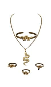 Snake Accessory Set – 3 Rings with Bracelet & Collet in Gold Tone | Unique Design for Occasions and Everyday Use Jewelry set