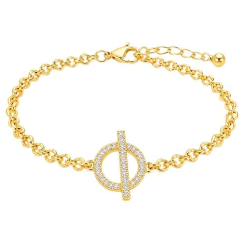 Women's Gold Chain Bracelet with Round Studded Closure | Luxury design, Elegant hand accessory, suitable for occasions, lobster lock, shiny cloves