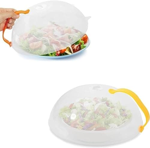 Generic Microwave Splatter Cover, Large Round Microwave Plate Cover for Food, BPA Free & Dishwasher Safe, 11in/28cm - Assorted Handle Color