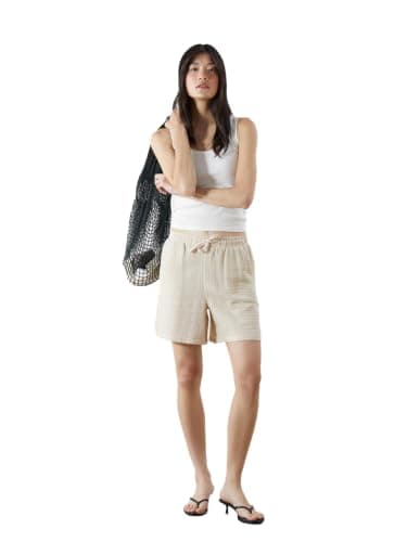 LC WAIKIKI Woman Elastic Waist Textured Muslin Women's Shorts
