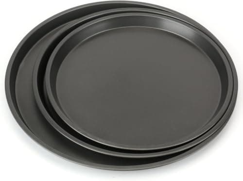 3-Piece Non-Stick Carbon Steel Pizza Tray Set - 27cm, 29cm, 31cm Baking Pan