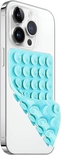 1 Piece Silicone Holder Anti-Slip Silicone Holder with Double Sided Suction Cup for Strong Hold Inside Phone Hands Free Selfie Video Recording (Light Blue)