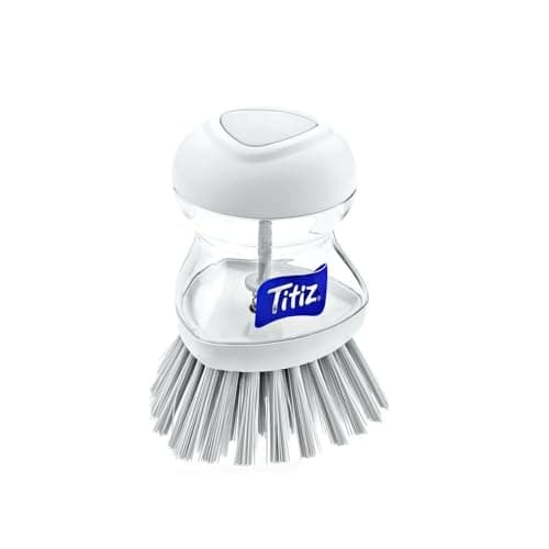 Soap Dispensing Palm Dishwasher Brush, With Bottom On Top and Detergent Reservoir, It helps You To Easily Clean Dried Stain (White) Cleaning brush