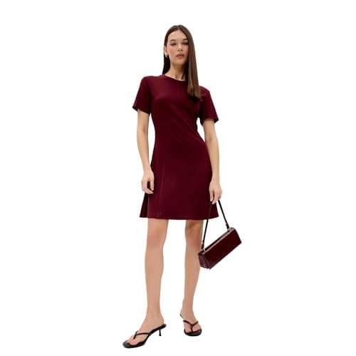 DeFacto womens Casual Fit And Flare C Neck Short Sleeve Dress & Skirt Short Sleeve Knitted Dress Short (pack of 1)