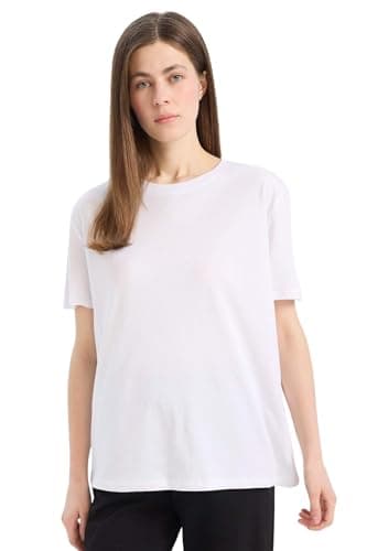 DeFacto Womens Core Regular Fit Crew Neck Short Sleeve Knitted Short Sleeve T-Shirt W9584AZ Short Sleeve T-Shirt (pack of 1)
