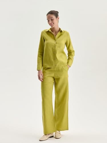 LC WAIKIKI 100% Linen Women'S Shirt, M - Green
