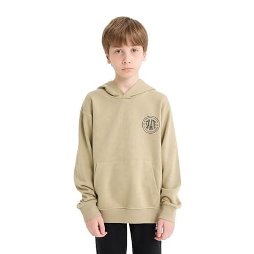 DeFacto Boy Regular Fit Hooded LONG SLEEVE Knitted Sweat Shirt E9572A8, Light Khaki 11/12 Y