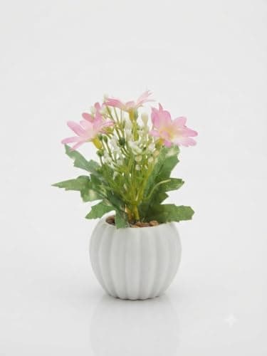 Artificial Rose Flowers in White Ceramic Pot for Indoor Decoration | Do not need watering,realistic looking plant, for home and office,suitable for table and shelves, living room decoration