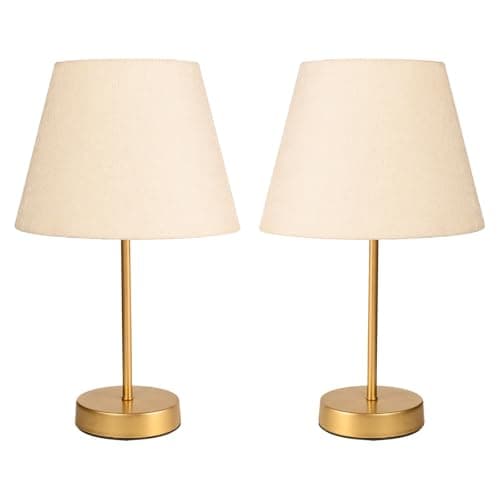 El Rawda Set of 2 Elegant Table Lamps with Unique Fabric Shades, Stylish Metal Base for Bedroom, Living Room, or Office Décor