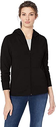 Women's Full Zip Hooded Sweatshirt with Pockets, Black (M)