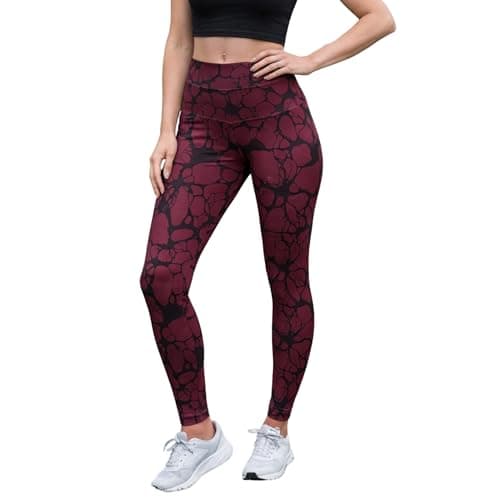High Waisted Full Length Workout, Women's Athletic Leggings with Signature Pattern. Comfortable and Stretchy for Sport and Everyday Style for Girls and Women Pants