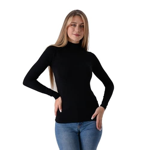 Milk Cotton Long Sleeve High Neck Body Top for Women Shirt