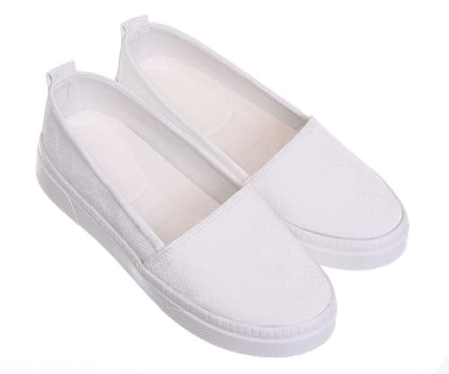 B&W womens B&W-W073-White Sneaker Shoes
