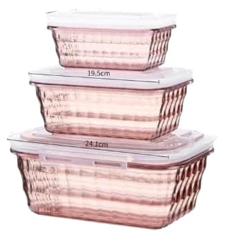 Crystal Refrigerator Container Set Rectangular with Airtight Snap Lid - Durable Food Storage Containers for Kitchen Food Organization and Storage