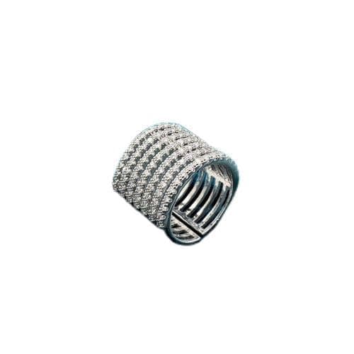 3 Diamonds 292474661778885 Platinum Plated Ring for Women with Zircon Stone - Silver