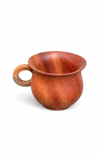 Natural Wooden Coffee Mug with Handle – Made of 100% Natural Wood with Heat Insulation Layer – Elegant Design for Hot Drinks and Coffee Corner
