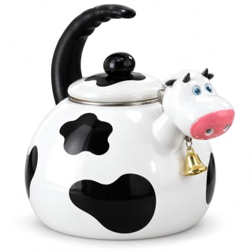 Cow Teapot with Bell Teapot with Lid and Handle Black and White Design for Hospitality Tea Serving Kitchen Decor Home Gift