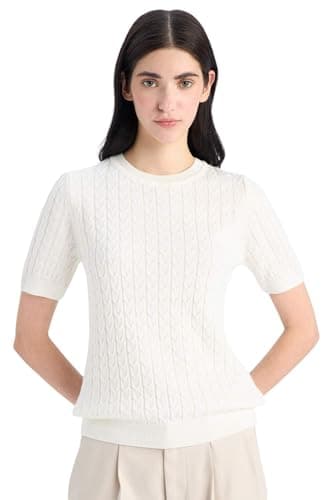 DeFacto Womens Regular Fit Crew Neck Short Sleeve Smart Casual Tricot Pullover D3306AX Pullover