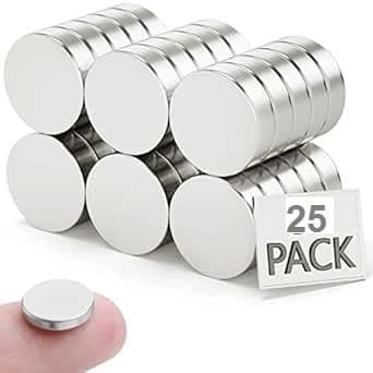 12x1.5mm Premium Brushed Nickel Magnets for Fridge, Whiteboard, Desk, Dry Erase Board - Neodymium Magnetic Pins (25 Pack)