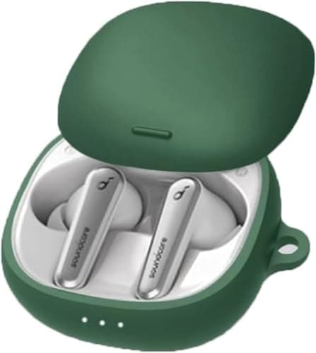 Silicone Case Cover (Compatible with Anker Soundcore Liberty Air 2 Pro) Earbuds, Soft Silicone Protective Case Cover, Shockproof Sleeve with Carabiner (Green)