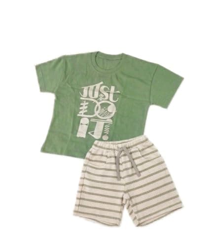 Bebic T-shirt + Shorts Set for Boys - Boys 2-piece set: green t-shirt with 'Just Do It' white print