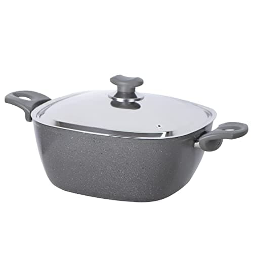 Top chef granite square cooking pot, size 20 - grey
