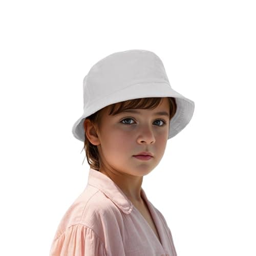 TOPTIE Classic Kids Cotton Bucket Hat Summer Outdoor UV Sun Protection Hat for Boys Girls