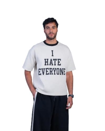 HUMAN HATE Oversized Graphic Tee - Off White Shirt