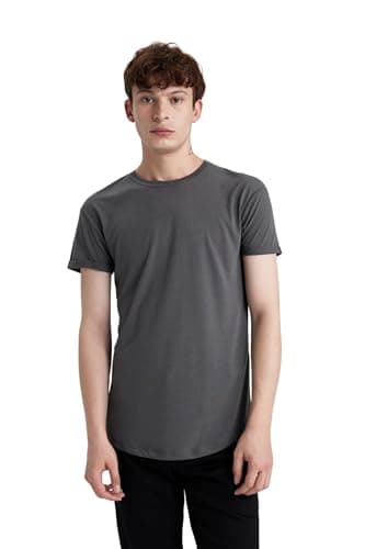 DeFacto Mens Young Long Muscle Fit Crew Neck Short Sleeve Knitted T-Shirt T-Shirt (pack of 1)