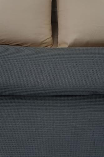 Ocra Premium Cotton Coverlet, Textured Waffle Pattern, Single Piece Cover (Gray, Baby 110x110)