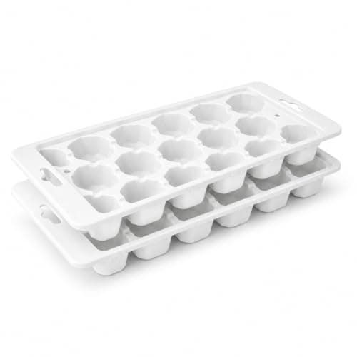 Twin Freezer Ice Cube Tray Set, 2-Pack, BPA-Free Food-Safe Plastic, 34 Cube Capacity, Reusable Ice Molds for Water, Juice and Cold Drinks. (White)