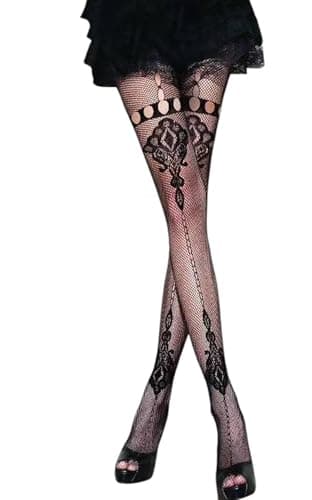 Miza Women's Stretch Mesh Cologne, Black, One Size, Multiple Designs, Light and Comfortable Tights