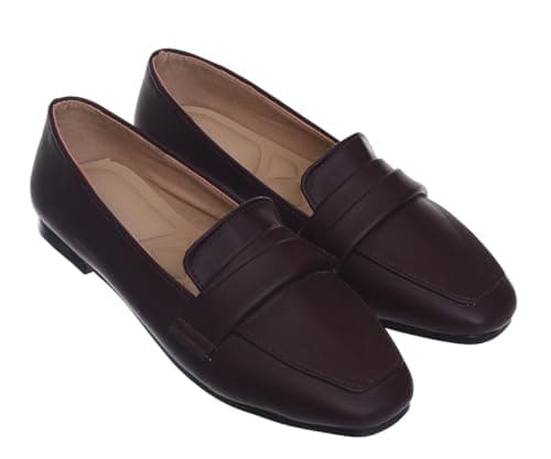 B&W womens B&W-W084-Brown Sneaker Shoes