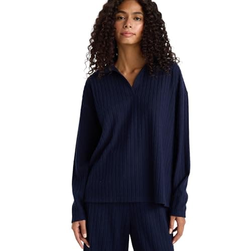 DeFacto Womens Relax Fit Polo Neck LONG SLEEVE Knitted Long Sleeve T-Shirt F1007AX Long Sleeve T-Shirt (pack of 1)