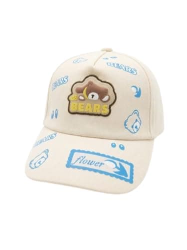 Kids Sun Hat Beach Summer Holiday Hat Cute Fashion Kids Outdoor Play Hat | 3D Rubber Badge, Bear Printed Graphics, Suitable For Babies And Kids, Sun Protection, Casual Design