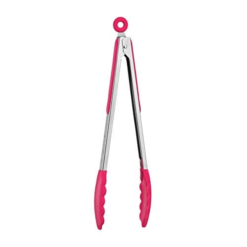 Webake Kitchen Tongs Set of 2 Silicone Tongs in Pinch Test Grade, 12 Inch Salad Tongs Cooking Tongs with Silicone Tips IP Accessories, Metal Tongs for Cooking, Grilling, BBQ and Serving - Black & Red Tong utensil
