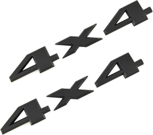 KaberTrade 3D Metal Car Logo Tag Sticker - Compatible with 4x4 Black - 14cm Long 2cm Wide - 2 Piece - Fits You Cars - KaberTrade Vehicle emblem