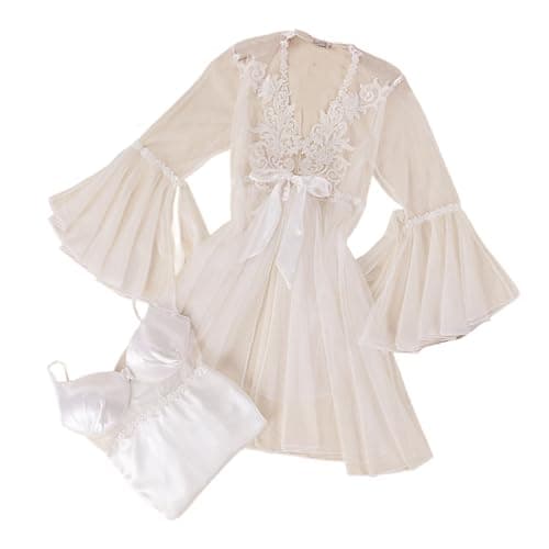 Night-Dakhla Lingerie Set 2 Piece Short Robe and Sleeveless Top, Babydoll Premium Material Soft and Sexy Dress Nightgown Sexy Short Lingerie for Women One Size 50K to 80K (NO:2012)