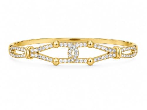 Open Crystal Bangle Bracelet with Sparkling Crystal Accents, Versatile Style for Everyday Wear and Special Occasions