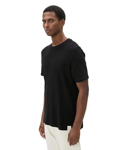 KOTON Mens Textured Tag Printed Crew Neck Short Sleeve Basic T-Shirt Classic (pack of 1)